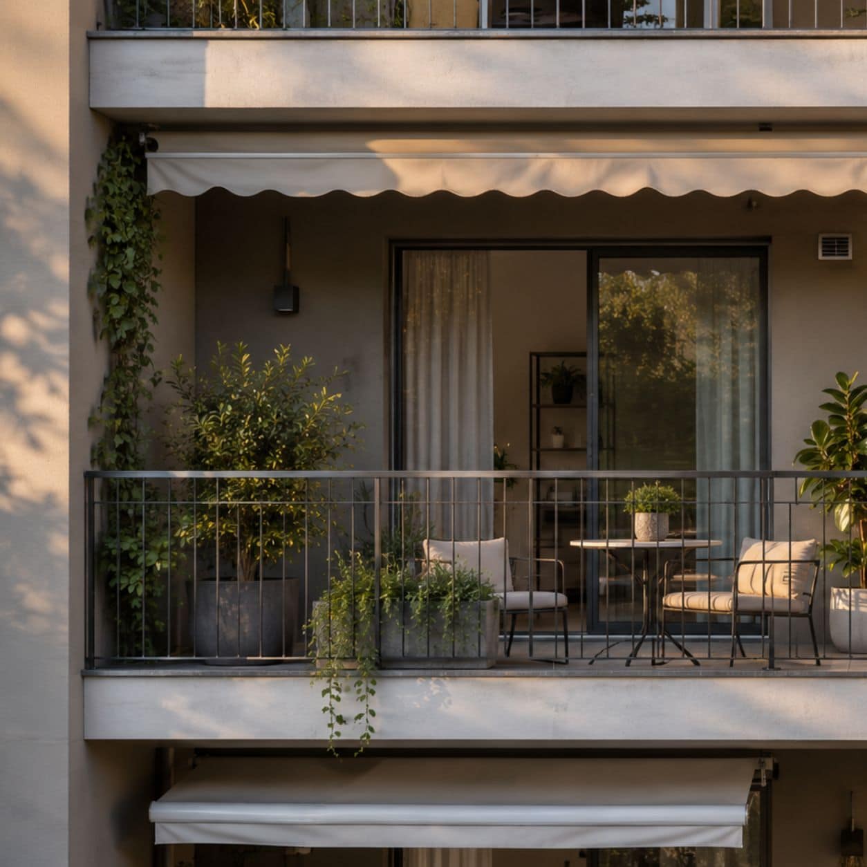 Balcone di un appartamento protetto dai piccioni
