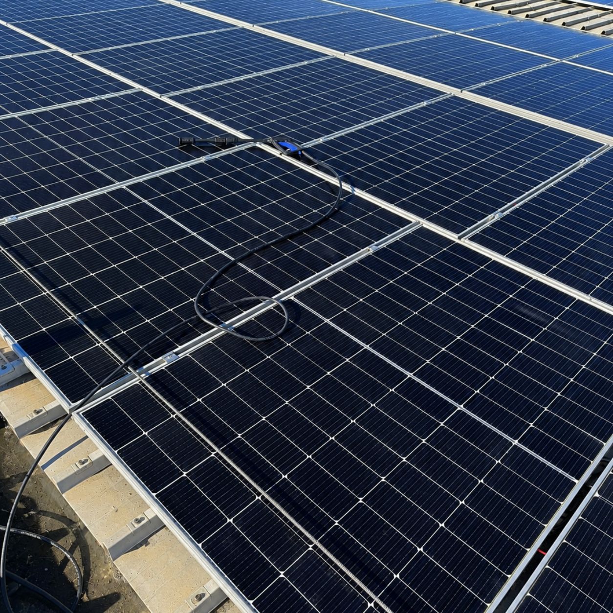 Rete anti-volatili installata a chiusura del sottomodulo di un impianto fotovoltaico