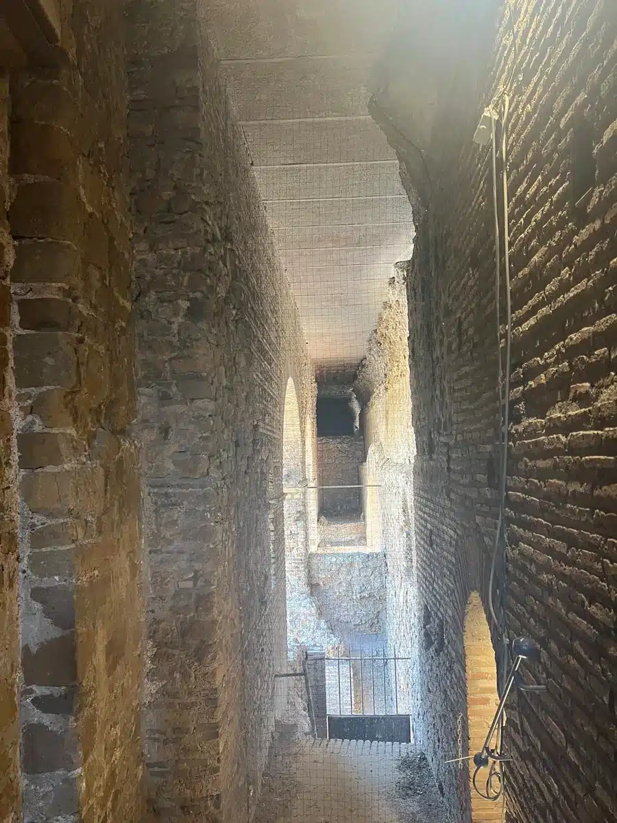 Cortile di guardia di Porta Asinaria protetto con rete anti volatili
